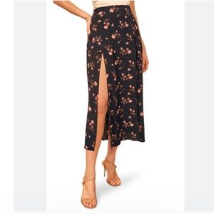 Reformation Zoe Side Slit Midi Skirt in Romy